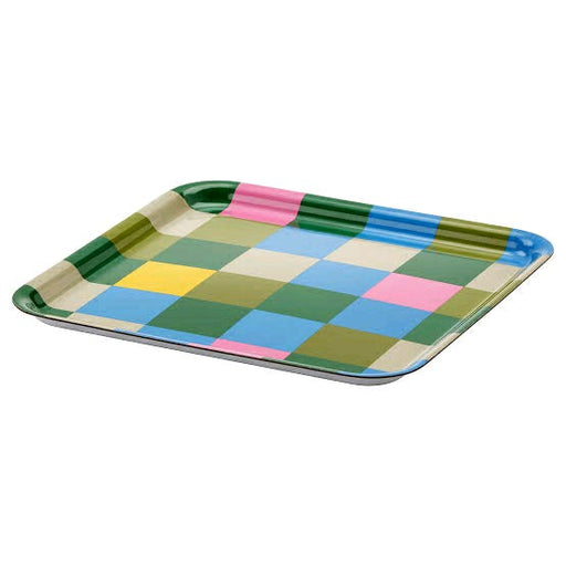 An image of IKEA JÄMNGOD Multicolor Tray - 33x33 cm-Vibrant Serving Tray for Snacks and Decor
