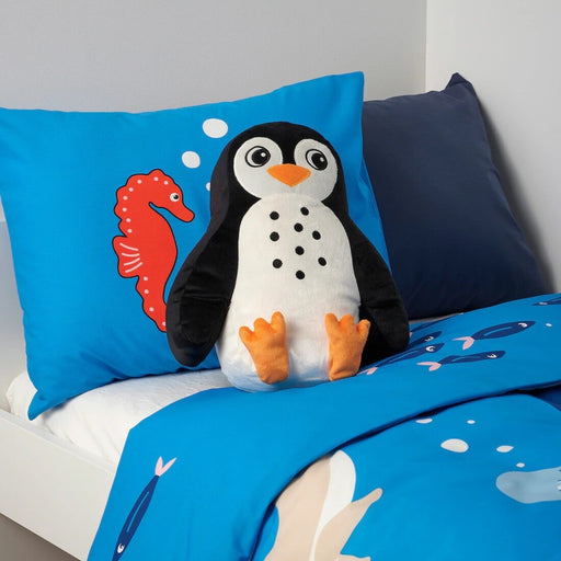 Monochrome cushion with a playful penguin motif from IKEA Blåvingad-00528370