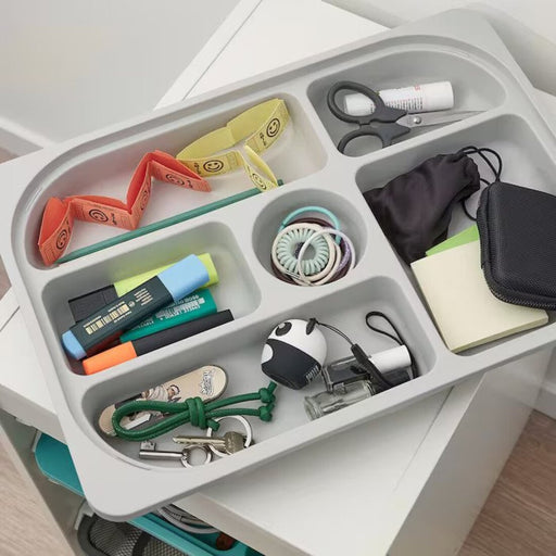 An organizational tray with divided compartments, ideal for keeping your belongings in order