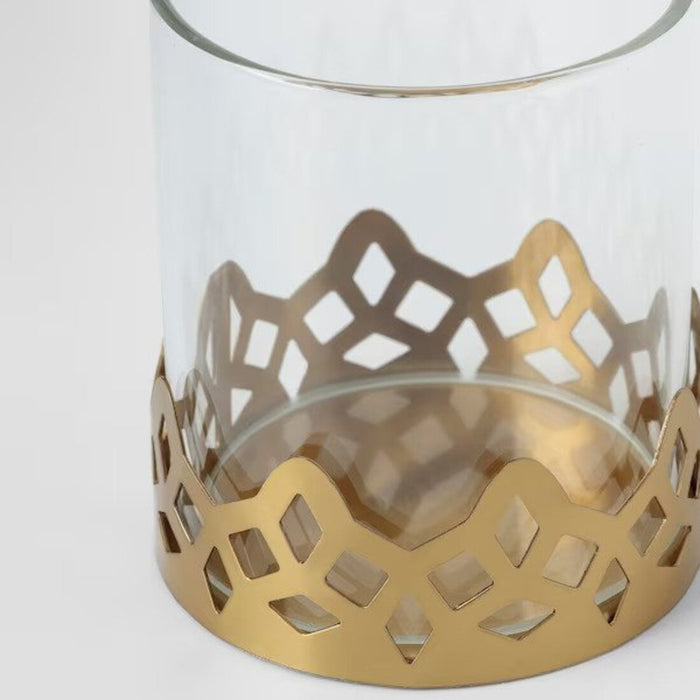 Close-up of the elegant Glass/Gold-Color Tealight Holder - 8 cm, IKEA  80542659