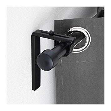 Ikea Adjustable Steel Betydlig Wall or Ceiling Curtain Rod Brackets (Black) - Set of 2 - digitalshoppy.in