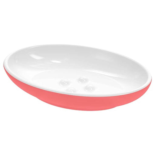 A white stoneware soap dish from IKEA with curved edges and a smooth surface. 30444816