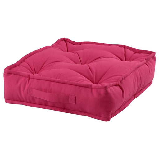 A large, plush pink floor cushion from IKEA, great for relaxation. 00415844, 90540221,10540220, 70540222