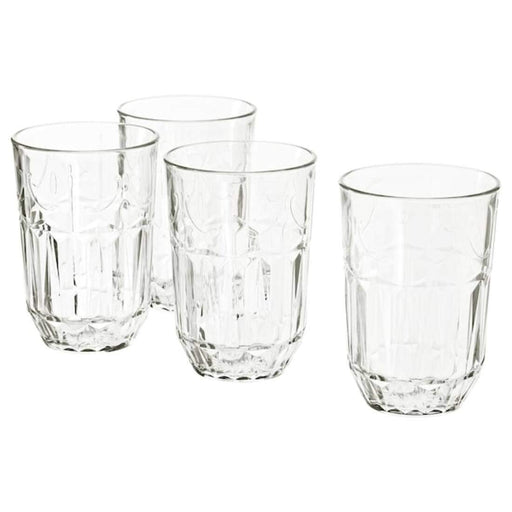Clear glass tumbler from IKEA's glassware collection, perfect for everyday use.