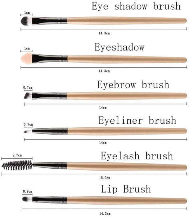 Digital Shoppy 6PCS Makeup Brush Set Lip Eyeshadow Eyeliner Eyelash Brush