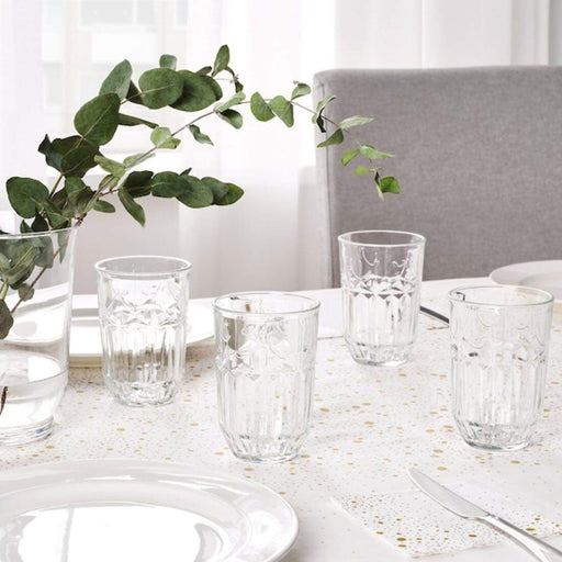 A clear glass vase from IKEA with a timeless and elegant shape.