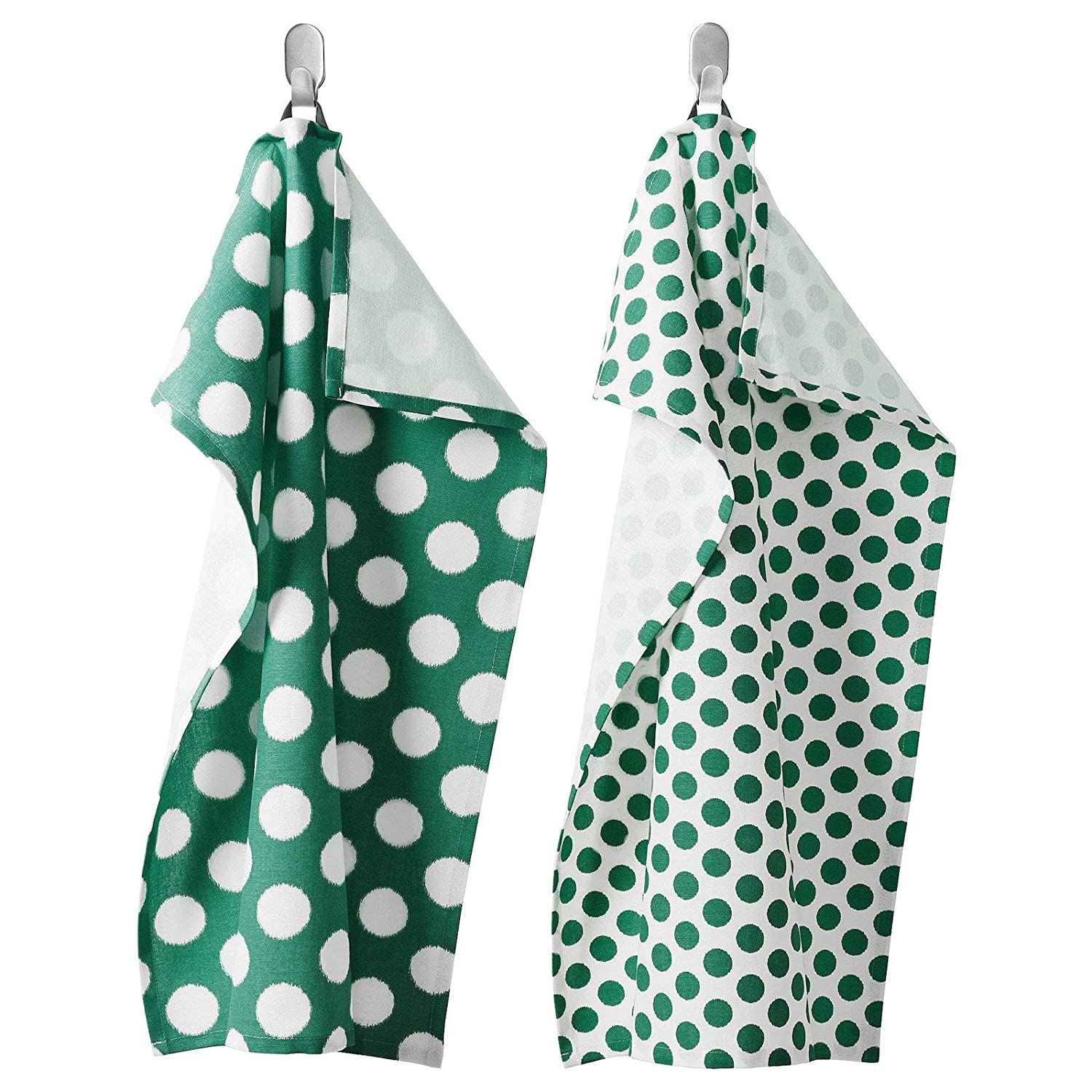 RINNIG Dish towel, white/green/patterned, 18x24 - IKEA