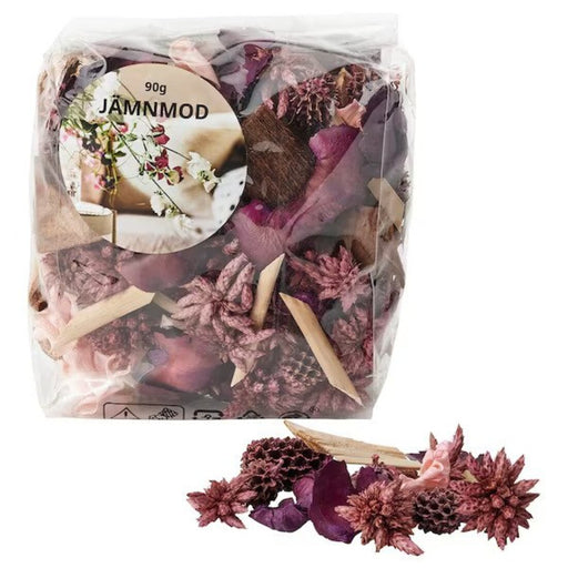A clear plastic bag of Ikea potpourri featuring a blend of dried flowers, herbs in purple color 60502763