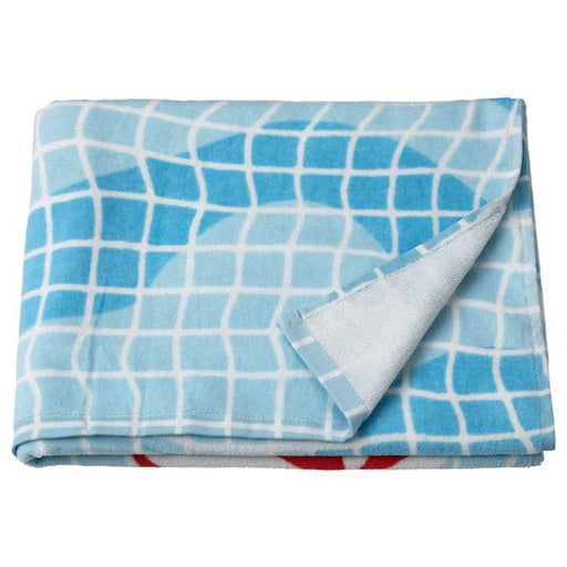 A soft, absorbent towel from IKEA featuring a blue and white swimming pool design, perfect for drying off after a swim or shower. 90495723
