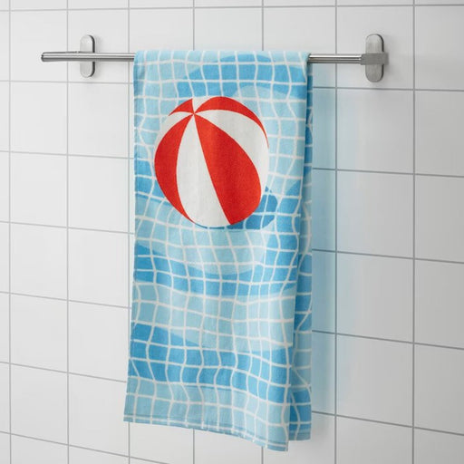 70x140 cm towel from IKEA with a fun, playful swimming pool motif in shades of blue and white. 90495723