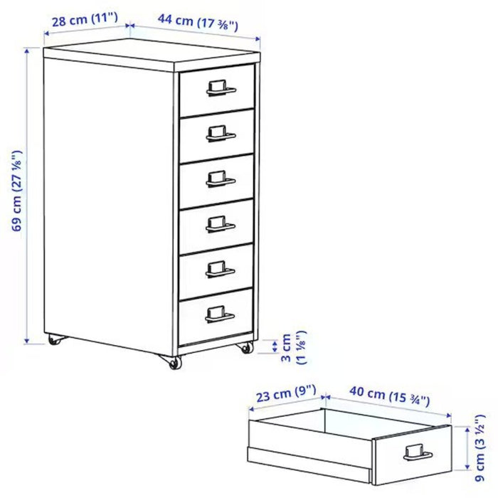 Digital Shoppy IKEA Drawer unit on castors, black, 28x69 cm (11x27 1/8 ") 00341971
