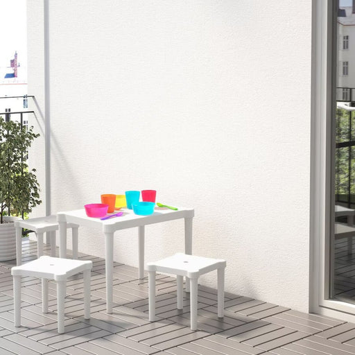 An affordable and stylish children's table for playtime and study sessions, designed for indoor and outdoor use by IKEA.