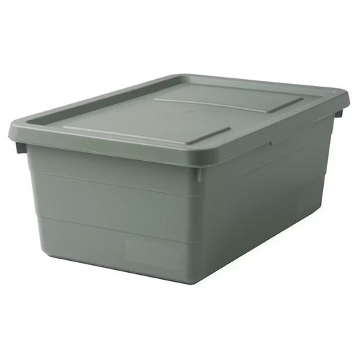 Digital Shoppy IKEA  Storage box with lid, grey-green, 38x25x15 cm-For clothes, kitchen, food, media organisers, plastic baskets, in/outdoor-40514069