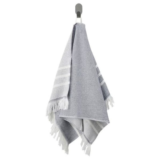 A white/blue hand towel with a soft, smooth texture 9051254880521671 