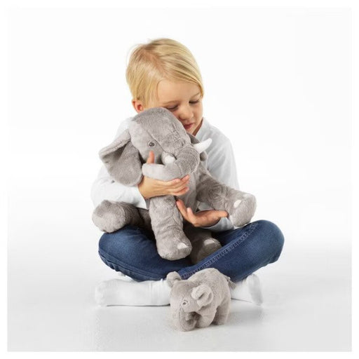 A set of 2 plush IKEA Soft Toys, one elephant and one grey, perfect for snuggling up and playing with.