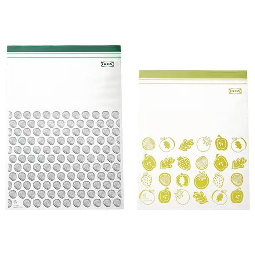IKEA's resealable bag with a fruit/vegetable pattern for visual appeal  40525685