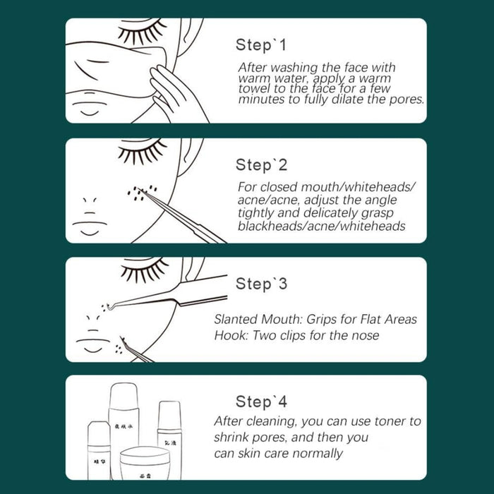 Step-by-step guide for skincare with illustrations and text on a green background
