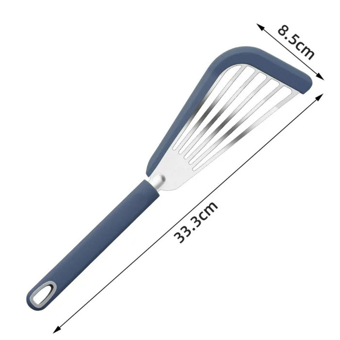 Digital Shoppy Stainless Steel/Silicon Cooking Shovel – Slotted Turner for Kitchen Use - Blue