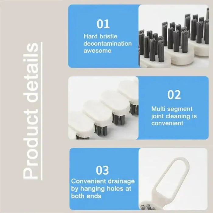 Close-up of cleaning brush showing hard bristles, segmented joints for crevice cleaning, and hanging holes for drainage – 1600001512507 13955116