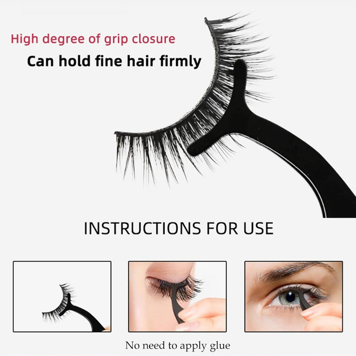 Digital Shoppy 3 Pairs Eyelash Set with Applicator – Self-Adhesive Beauty Strip