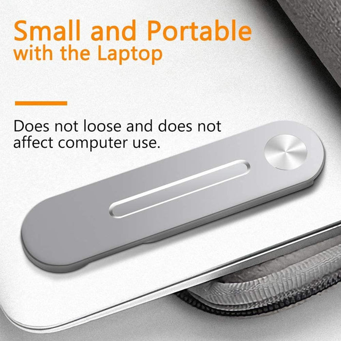 Small silver magnetic phone holder clipped to laptop edge – portable, non-intrusive design for seamless multitasking – 1747662 14007838