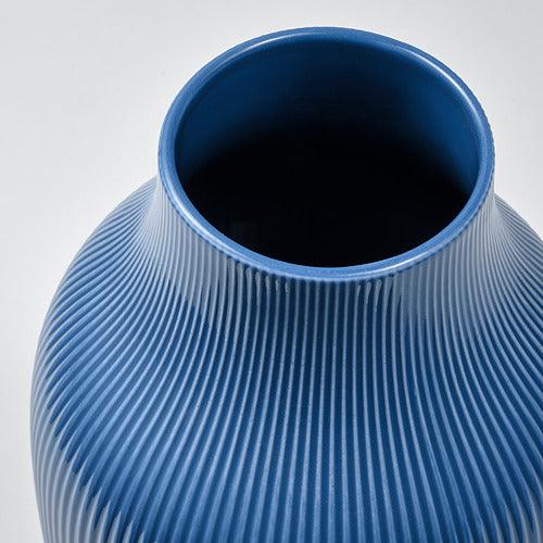 IKEA GRADVIS Vase, blue, 21 cm with SMYCKA Artificial bouquet, white, 35 cm