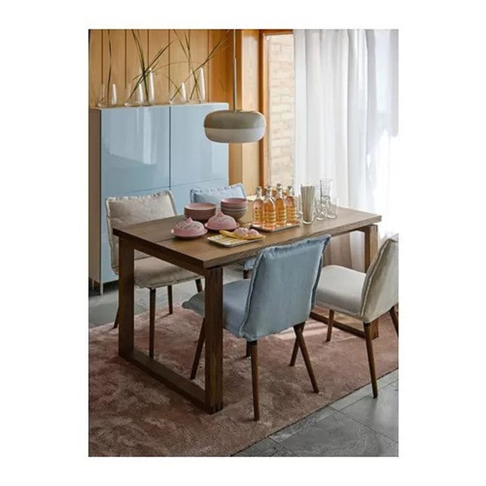 KLINTEN chair by IKEA, brown and pale blue, styled in a minimalist dining area with modern decor 20547042