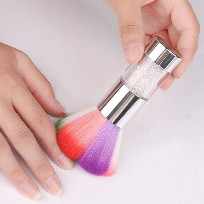 Close-up of crystal handle nail brush showing bristle softness and shine