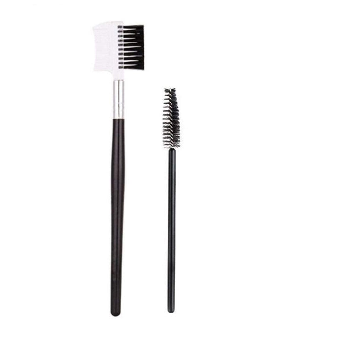 Digital Shoppy 1 Pc Dual Purpose Eyelash Eyebrow 2in1 Brush with 24Pcs Reusable Eyebrow Stencil Set