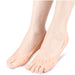  skin‑coloured silicone foot sleeves worn on both feet for cushioning