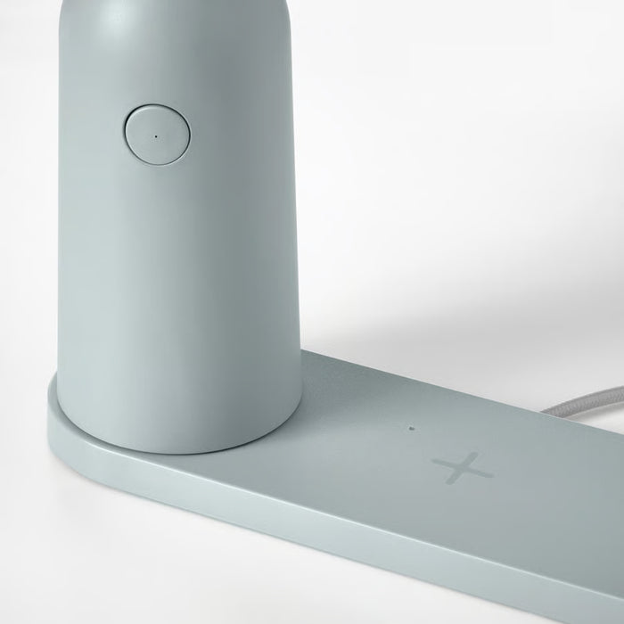 IKEA BETTORP LED mobile lamp with wireless charging, dimmable light grey-blue