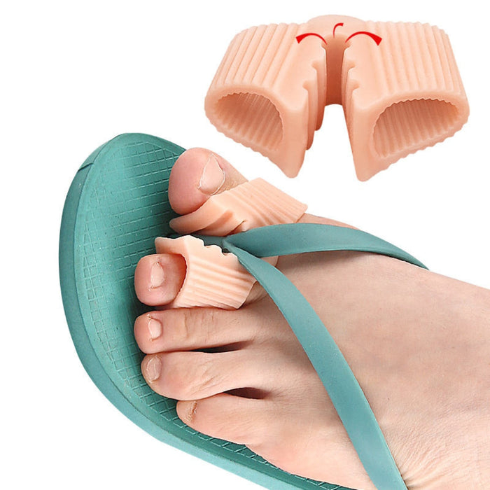 Digital Shoppy silicone toe separator used with flip-flop sandals showing ergonomic fit and comfort