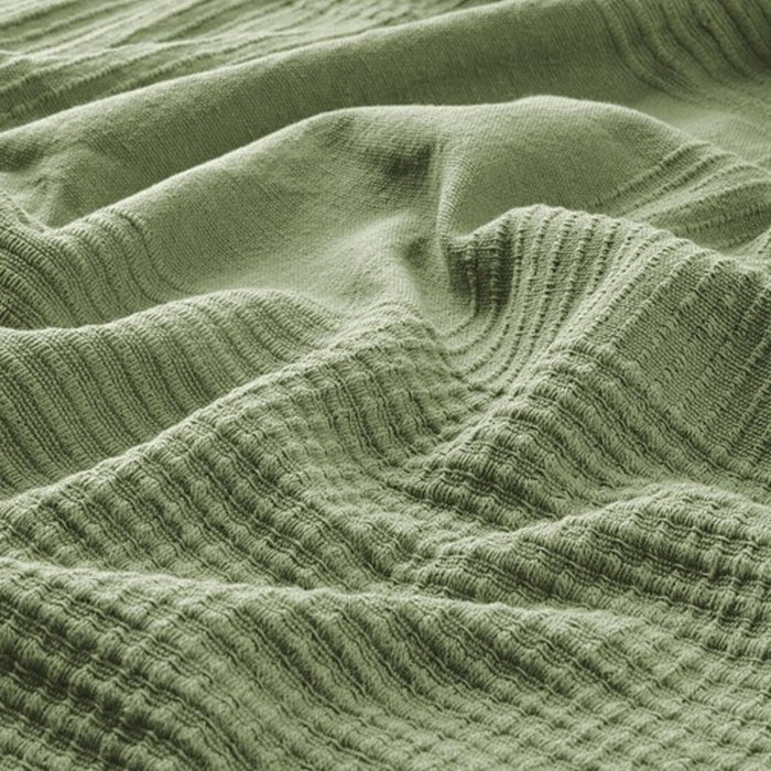 A close image of the INDIRA Bedspread in grey-green, 230x250 cm, showcasing its soft texture -50582623