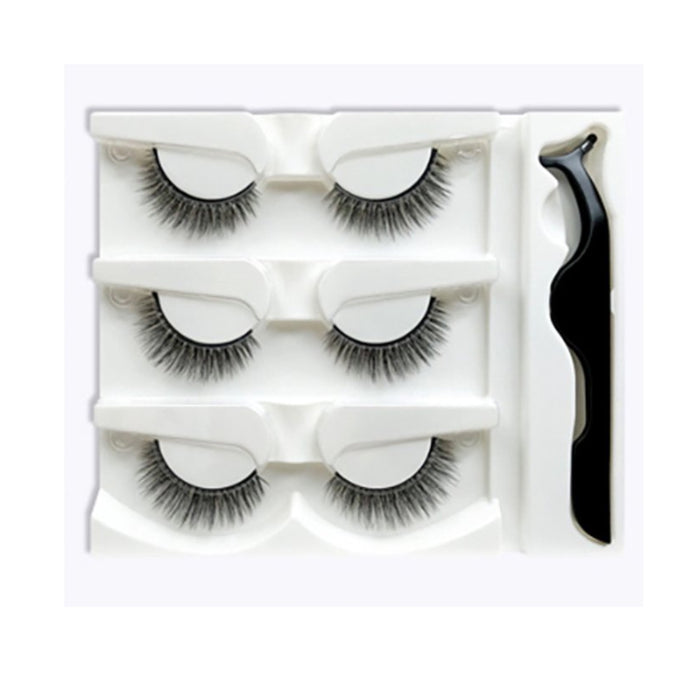 Digital Shoppy 3 Pairs Eyelash Set with Applicator – Self-Adhesive Beauty Strip