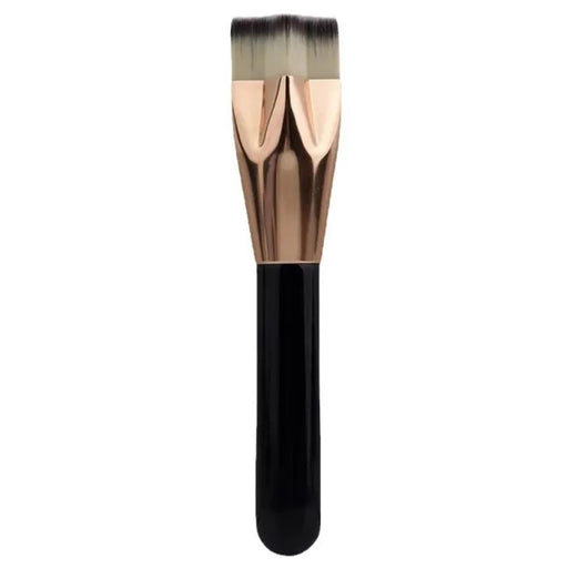 Digital shoppy Flat foundation brush with black handle, rose gold ferrule, and gradient bristles