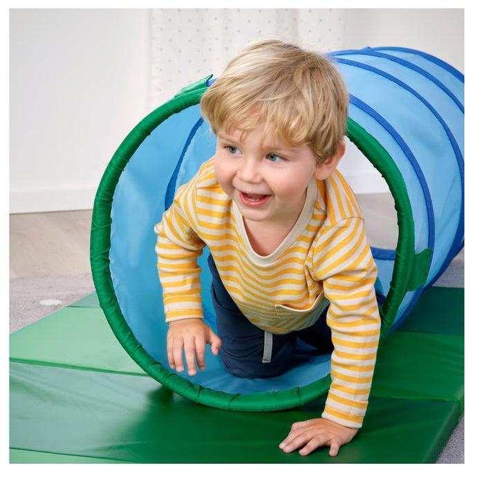 IKEA DVÄRGMÅS Children's Play Tent with Tunnel, Green and Blue