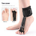 A foot protector device designed to adjust toe alignment, featuring bendable and overlapping straps for customizable support.