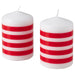 IKEA VINTERFINT unscented pillar candle, stripe pattern red/white, 10 cm - Pack of 2 50577160    