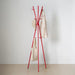 IKEA EKRAR red coat stand placed in home entryway showing tall slim silhouette