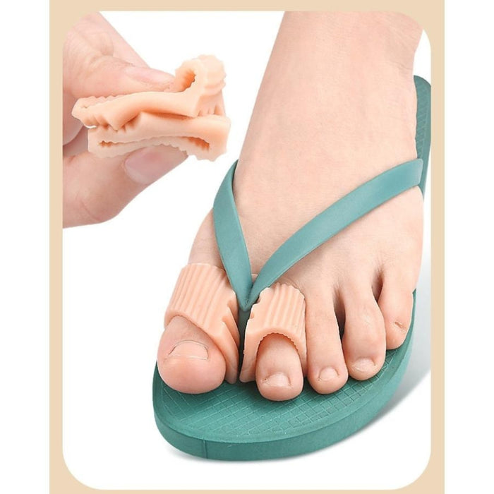 Digital Shoppy silicone toe separator used with flip-flop sandals showing ergonomic fit and comfort