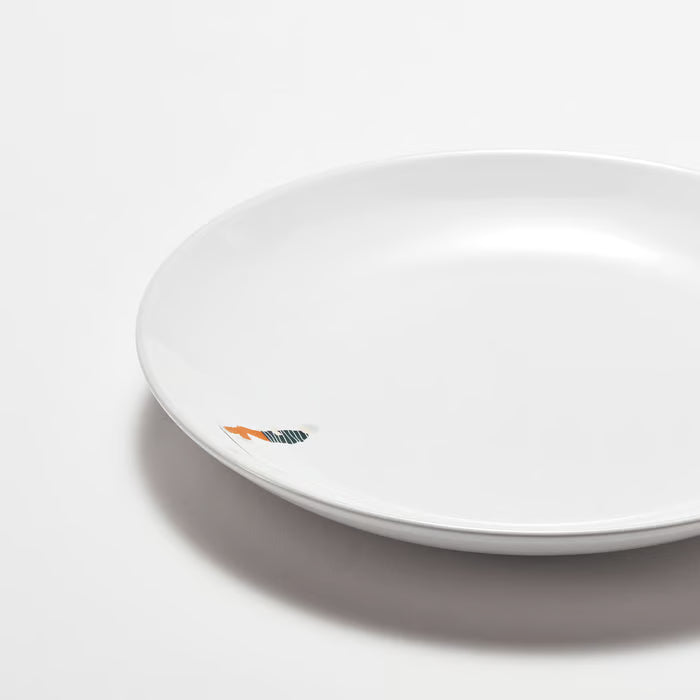  Single IKEA SPJUTLILJA side plate 20cm white with illustrated edge detail isolated view
