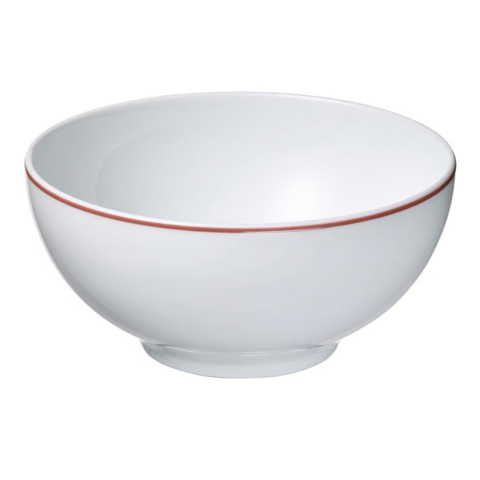IKEA VINTERFINT white stoneware bowl with a traditional red floral and bird pattern around the exterior.