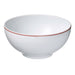 IKEA VINTERFINT white stoneware bowl with a traditional red floral and bird pattern around the exterior.