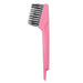 Comb cleaning brush with pink handle and dense black bristles—compact tool designed to remove hair and dust from comb teeth; ergonomic grip for easy handling and hygiene maintenance – 1600006854656 13271574.