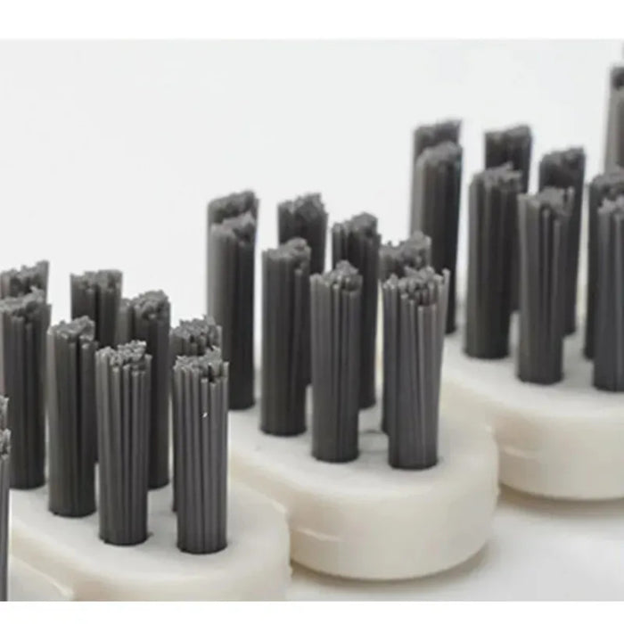 Dark gray synthetic bristles densely packed on white base – stiff material ideal for scrubbing and precision cleaning – 1600001512507 13955116