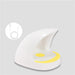 White crescent moon-shaped night light with a yellow accent on a gray background