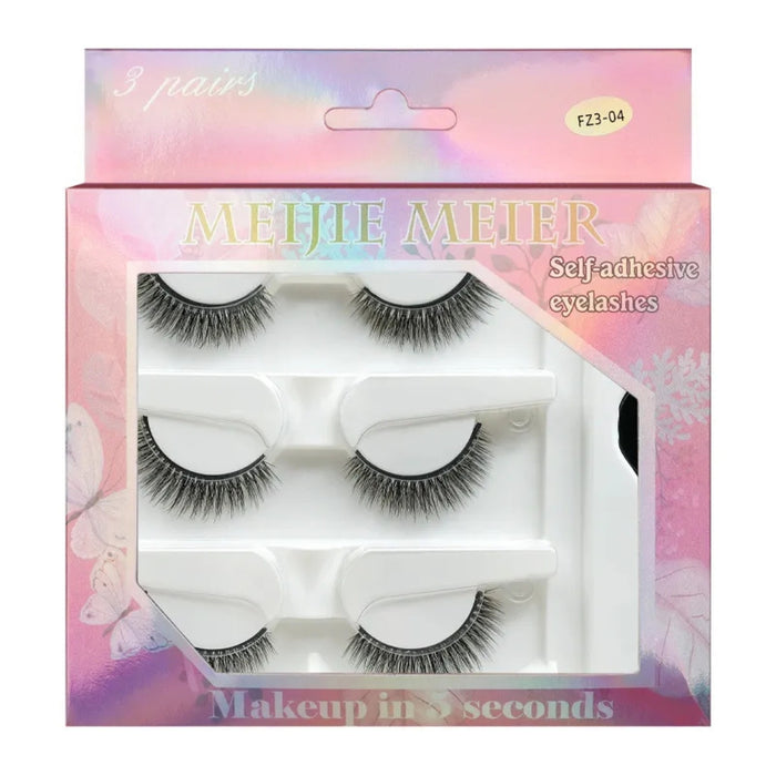 Digital Shoppy 3 Pairs Eyelash Set with Applicator – Self-Adhesive Beauty Strip