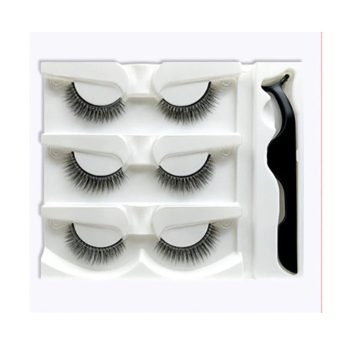 Digital Shoppy 3 Pairs Eyelash Set with Applicator – Self-Adhesive Beauty Strip