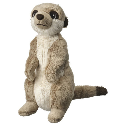 Plush toy meerkat on a white background