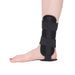A medical ankle brace with adjustable straps and rigid support, designed to stabilize and immobilize the ankle joint.